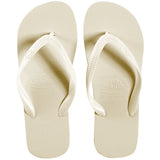 cream flip flops